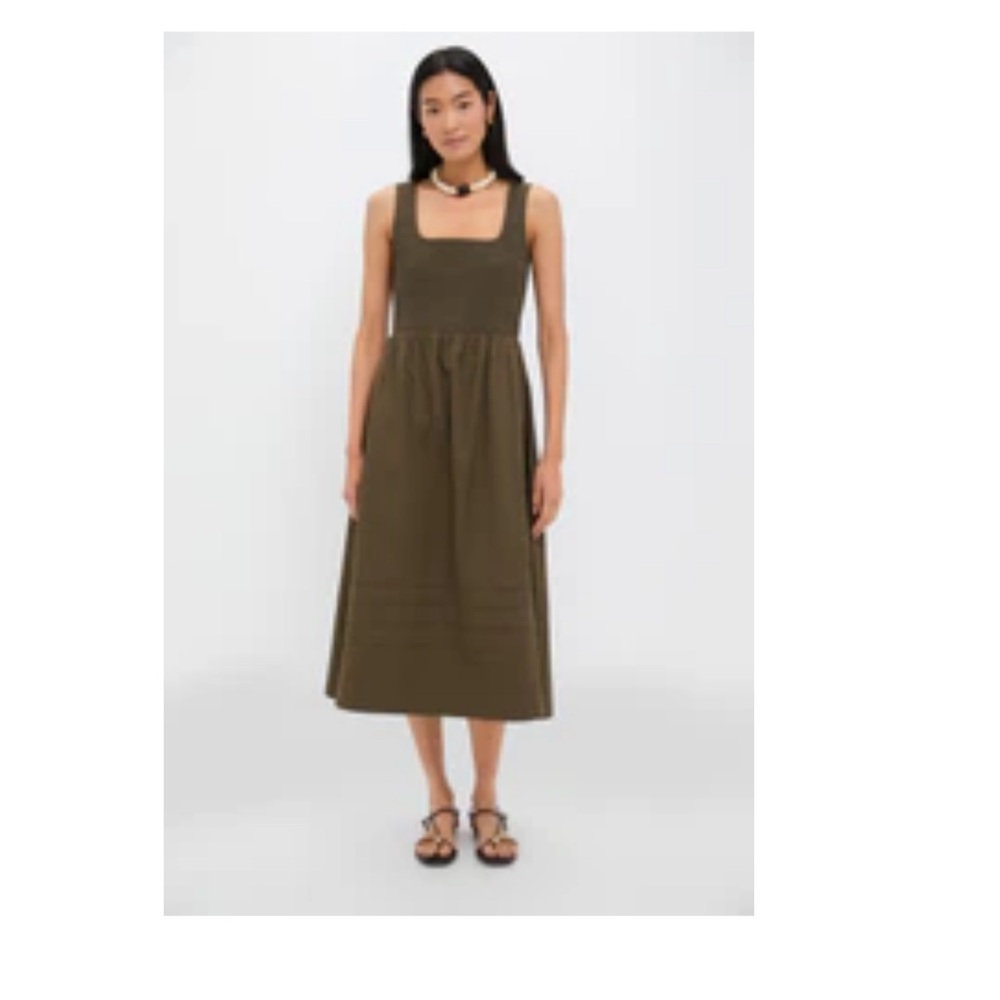 Elegant Olive Cotton Tiernan Dress
